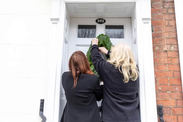 A wreath was hung at his birthplace. Picture: Marcin Jedrysiak