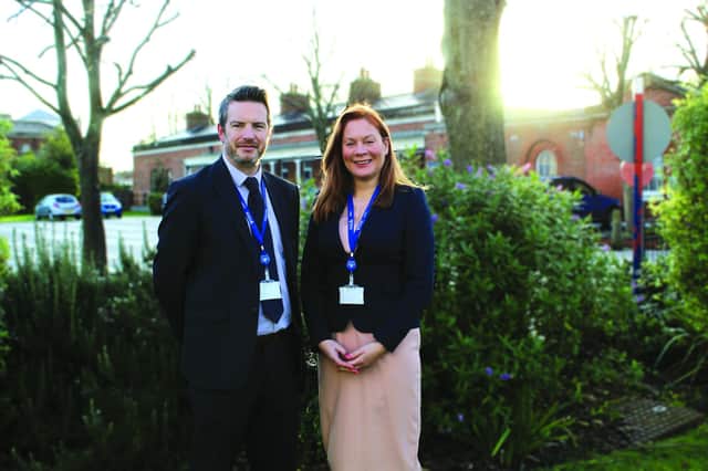 Mayor of Gosport and Chair of Governors at St Vincent College Zoe Huggins, with College Principal Andy Grant