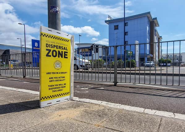 A police dispersal zone was put in place around the Ibis Hotel in Fratton Way. Pictured on 22 June 2020.

Picture: Habibur Rahman