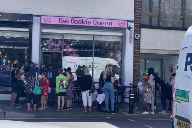 The Cookie Queen opened yesterday (May 14) on Cosham High Street, and queues of people lined up out the door to sample New York style stuffed cookies, and cookie pie slices. Gemma Daysh, the business owner, estimates hundreds of people visited the bakery. Picture: Gemma Daysh.