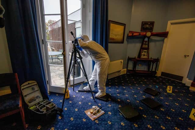 A crime scene simulation, highlighting some of the tools that the crime unit uses.

Picture: Habibur Rahman