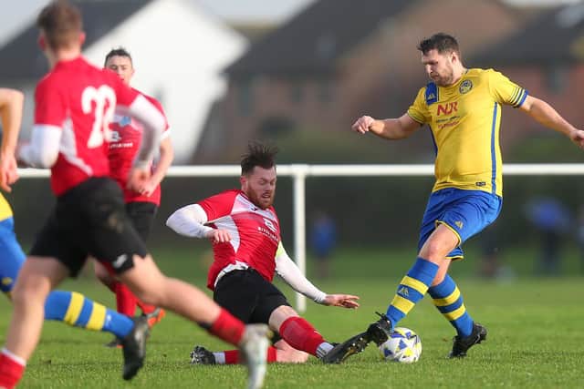 Meon's Sam Holt v Eversley & California Reserves. Picture: Chris Moorhouse