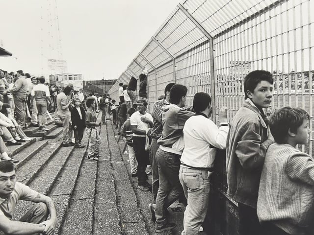 Portsmouth FC fans in the North Terrace on August 19, 1987.