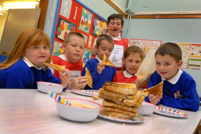 A free breakfast club was being offered at Lukes Lane Community School in 2010 and it was thanks to help which was provided by Greggs. Who can you recognise in this 2010 photo?