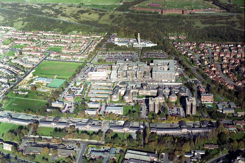 An aerial view of Queen Alexandra Hospital in 1998.