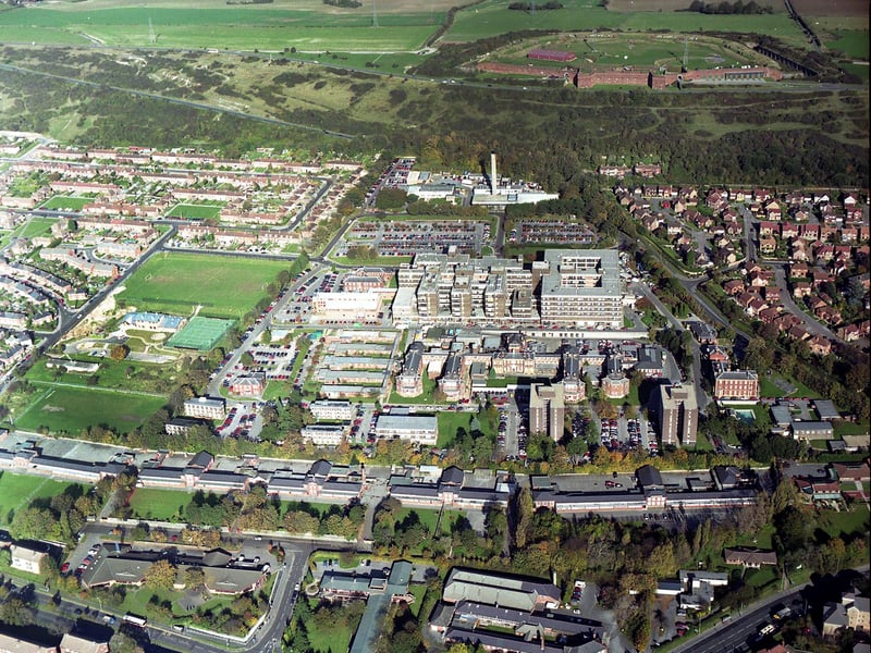 An aerial view of Queen Alexandra Hospital in 1998.