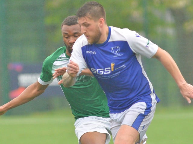 Denmead (blue) v Moneyfields. Picture by Martyn White