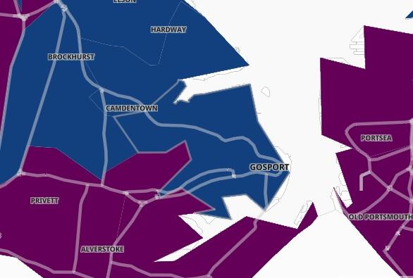 There was a Covid rate of 394.9 cases per 100,000 in Gosport Town in the seven days to February 20. Cases fell by 11.1 per cent compared to the week before.