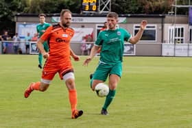 Portchester's Brett Pitman in action against Brockenhurst. Picture: Mike Cooter (270822)