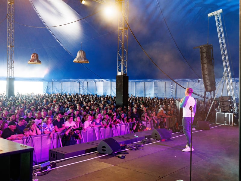 The crowds watching Russell Howard in the Big top Comedy and Cabaret Tent at Victorious Festival Picture: Marcin Jedrysiak
