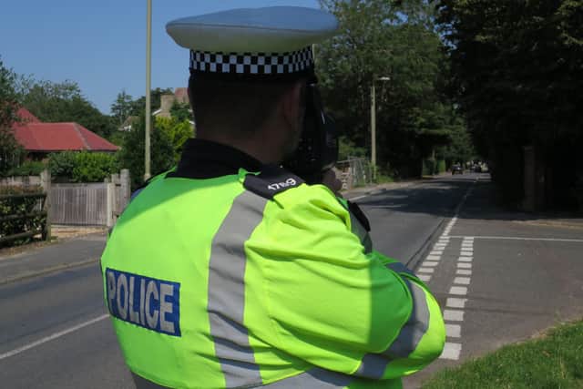 PC Dave Hazlett in Horndean Road, Emsworth on July 20.Hampshire police are supporting a national speeding campaign. Picture: Ben Fishwick