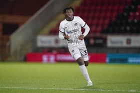 Academy striker Sam Folarin made his debut for Pompey at Leyton Orient - and has also won an international call-up. Picture: Jason Brown/ProSportsImages