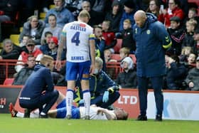 Sam Magri is injured at Charlton. Hawks will find out tomorrow the severity of the injury. Picture: Kieron Louludis.