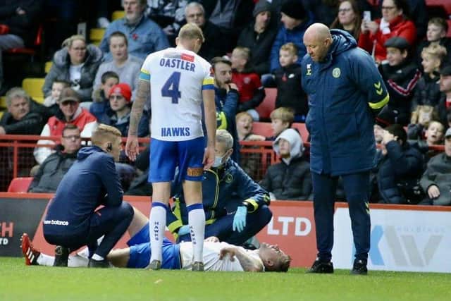 Sam Magri is injured at Charlton. Hawks will find out tomorrow the severity of the injury. Picture: Kieron Louludis.