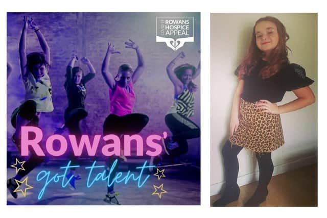 Rowans Hospice is running an online talent show called Rowans' Got Talent. Pictured: Promotional poster for the event and Nevaeh Dunmore, 11 from Horndean, who has entered