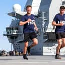 Sailors on HMS Prince of Wales take part in the launch event of the Tommy 10k national challenge, designed to support veterans across the UK. Photo: LPhot Ben Corbet