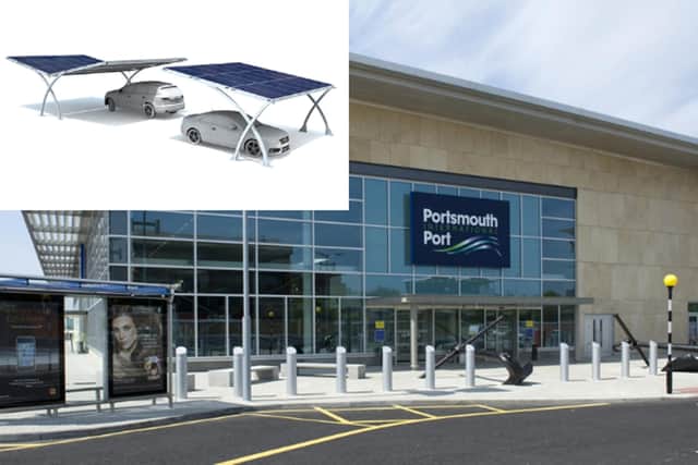 Solar and battery installation at Portsmouth International Port.