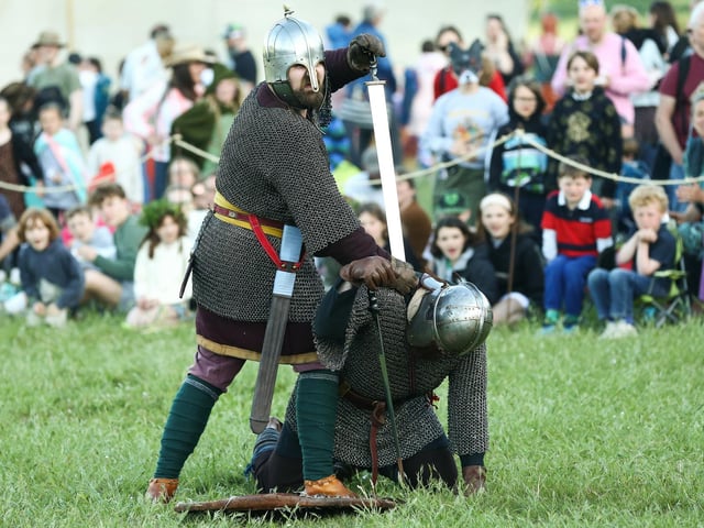 Crowds were entertained by battle re-enactments.