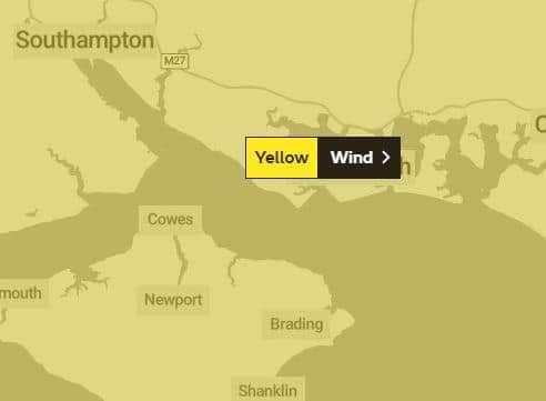 Yellow weather warning for wind issued for Portsmouth. Picture: Met Office