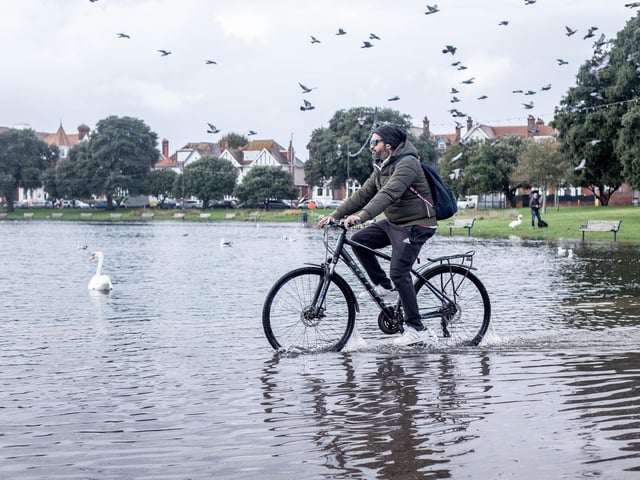 Heavy rain in October saw flooding in Portsmouth with Canoe Lake spilling over.
Picture: Habibur Rahman