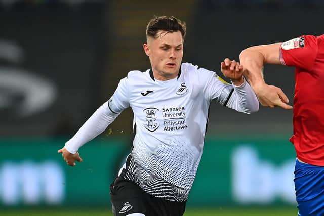 Pompey are still keeping tabs on Swansea forward Liam Cullen as they look to bolster their striking options.   (Photo by Dan Mullan/Getty Images)