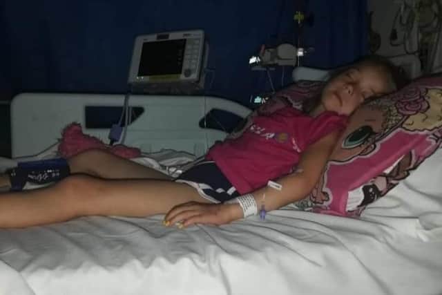 Bella, then six, when she was admitted to hospital in 2020 with type 1 diabetes.