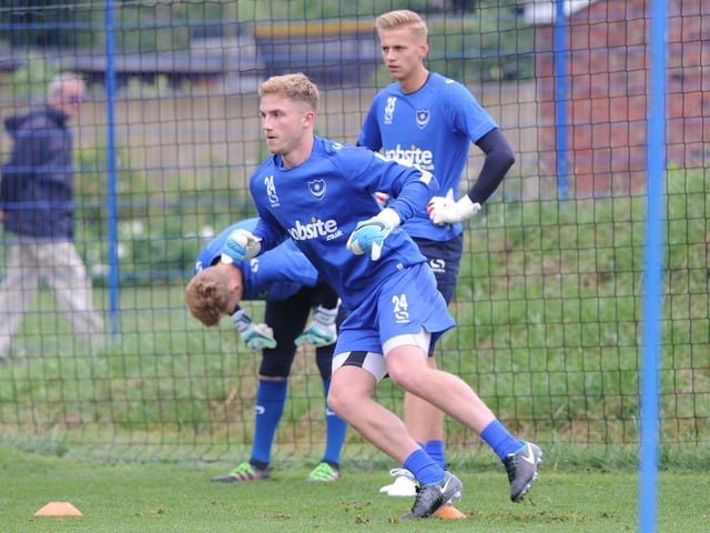 Triallist and future, Luton, Barnsley and Charlton keeper Harry Isted in action on the first day of Pompey pre-season in June 2017
