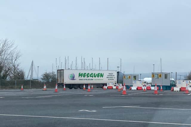 The first border readiness checks take place at Tipner, to ensure lorry drivers have all their paperwork in place to enter Europe. Picture: @HantsPolRoads