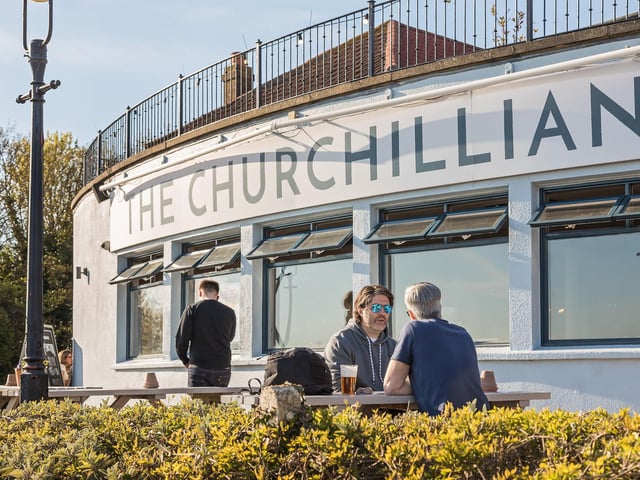 Set on Portsdown Hill, the beer garden at The Churchillian offers amazing scenic views of Portsmouth and is a perfect place to spend a sunny afternoon.  Picture: Mike Cooter