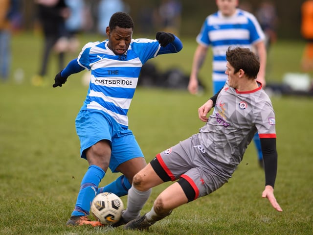 Gosham Rangers (grey) v AC Copnor. Picture: Keith Woodland