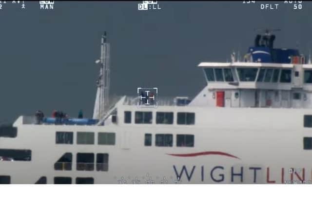 Madfox's camera zooms in on a passenger ferry during its test run to monitor shipping in the Solent. Photo: Royal Navy