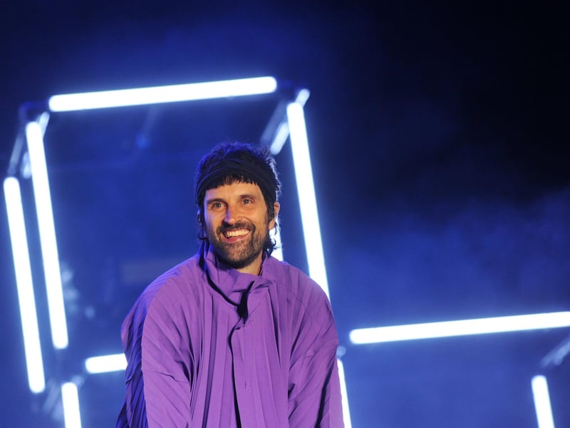 Kasabian's Serge Pizzorno smiles at the Victorious crowd