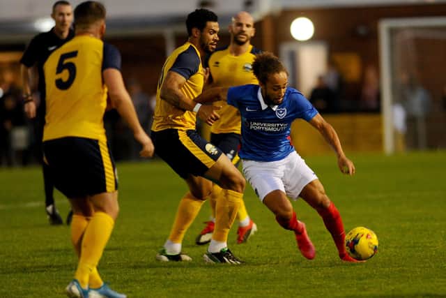 Pompey in pre-season action against Gosport Borough at Privett Park back in September.  Picture: Sarah Standing (010920-6621)