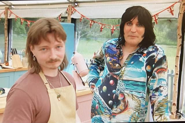 Iain and host Noel Fielding 'publicly shaming' Victor the cat on national TV for stealing a Christmas mince pie.
