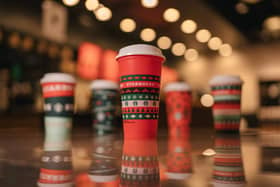 Starbucks holiday cups. Picture: Starbucks/Connor Surdi