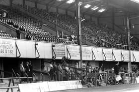Fratton Park Portsmouth football club South Stand with Portsmouth playing Leicester. 29th August 1988. Picture: The News 0359-5