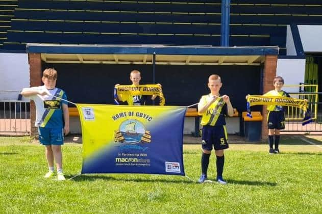 Gosport Borough Youth FC players at Privett Park this week (from left) Charlie Kirton, Jimi Webb, George Polkinghorne and Ruben Fishwick