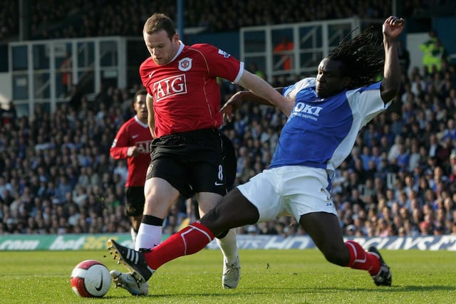 Linvoy Primus taming Wayne Rooney in a win over a United side who were certainly among the strongest of the Sir Alex Ferguson era. A 2-0 win as Matt Taylor and Rio Ferdinand's own goal do the damage.