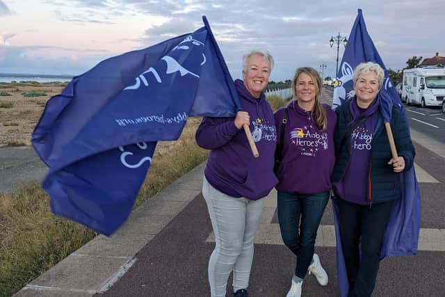(From l to r) Sally Randall, CEO/Founder of Abby's Heroes and two volunteers from the charity.