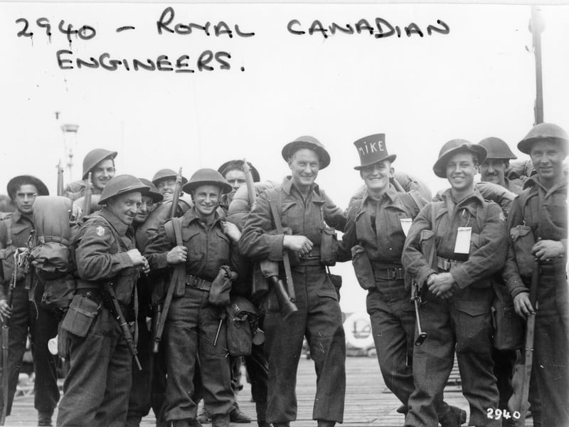 Royal Canadian Engineers on South Parade Pier, about to embark for Normandy. Probably after D-Day.