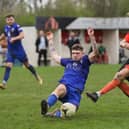 Portchester striker Scott Jones fires in a shot during his side's draw with Baffins Milton Rovers. Picture by Nathan Lipsham