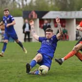 Portchester striker Scott Jones fires in a shot during his side's draw with Baffins Milton Rovers. Picture by Nathan Lipsham