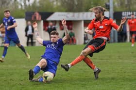 Portchester striker Scott Jones fires in a shot during his side's draw with Baffins Milton Rovers. Picture by Nathan Lipsham