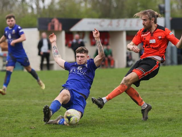 Portchester striker Scott Jones fires in a shot during his side's draw with Baffins Milton Rovers. Picture by Nathan Lipsham