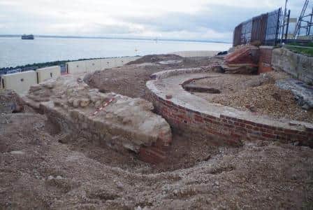 The 17th century wall discovered during sea defence works at Southsea Castle. Credit: Coastal Partners