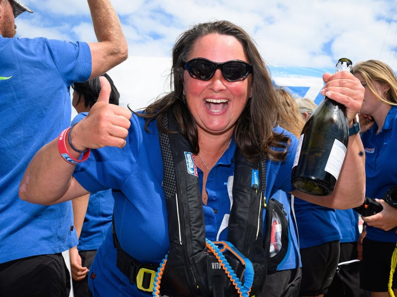 Josephine Groves from Widley celebrates her return home after taking part in the clipper race.Picture: Keith Woodland (270721-68)
