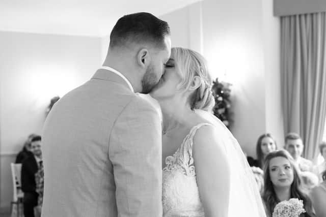 Katy and James Hunter's wedding at Shirrell Heath. Credit: Carla Mortimer Wedding Photography