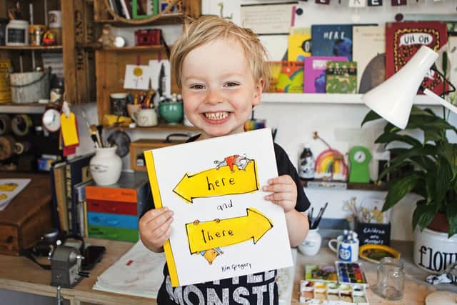 Kim Gregory from Cosham wrote and illustrated a lockdown-inspired children's book to help children with being apart from friends and family. Pictured: Kim's son Edward, four, who was the inspiration for the book
