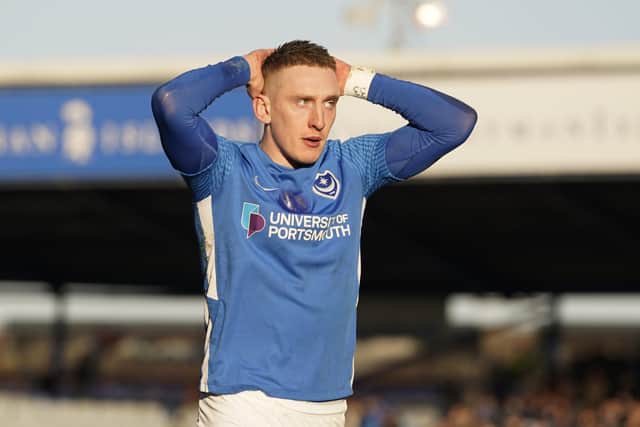 Ronan Curtis will miss Pompey's next two games after picking up his 10th booking of the season against Fleetwood