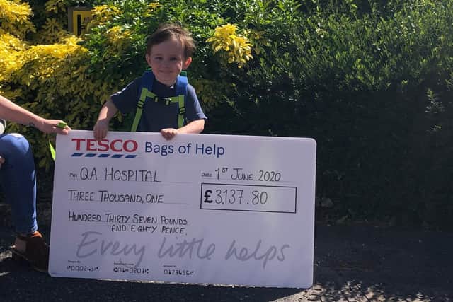 Fratton Tesco held a fundraiser for the NHS and two-year-old George McGowan, who boosted the total by selling toys, was invited to hand the cheque over to Queen Alexandra Hospital
